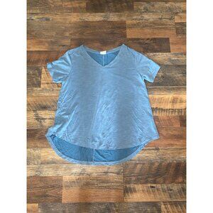 Mod Ref Women's Heathered Shirt V-Neck High-Low Hem Relaxed Fit Top‎
